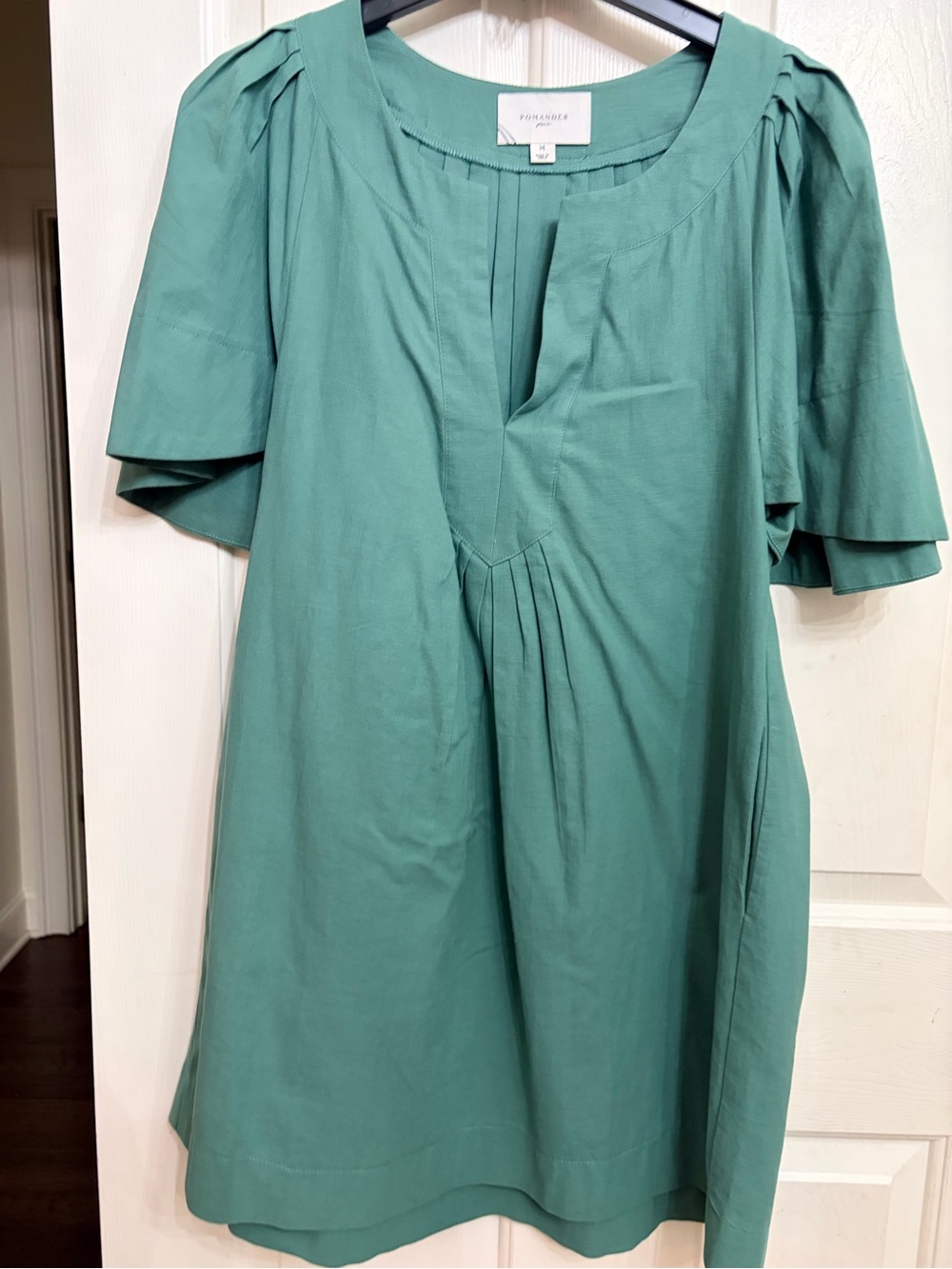 Pomander Place Teal Pleated Scoop Neck Tunic